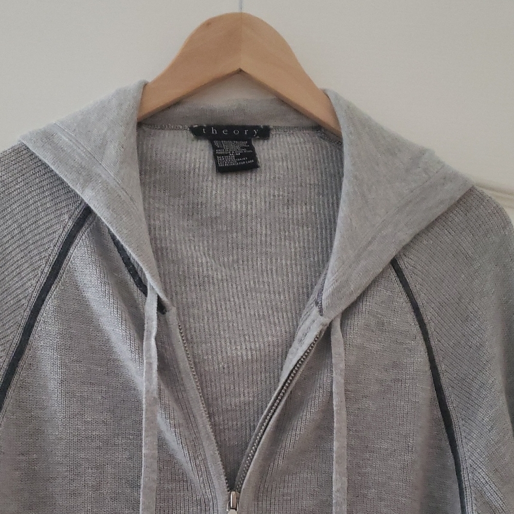 Theory Gray  Cashmere Angora Classic Hoodie
